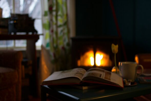 warm house with book