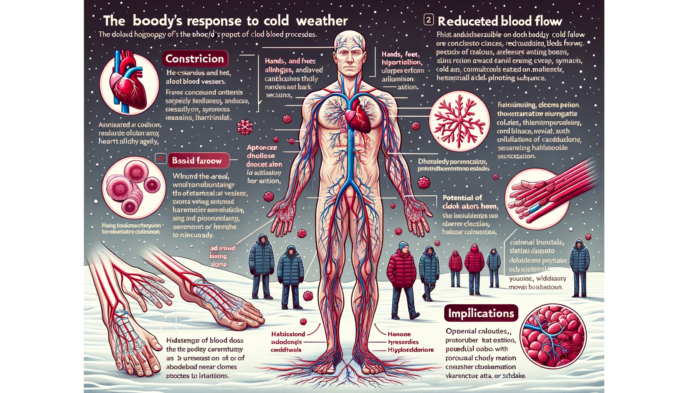 The Body's Response to Cold weather which can result in reduced blood flow and put pressure on heart, may result to heart attack.