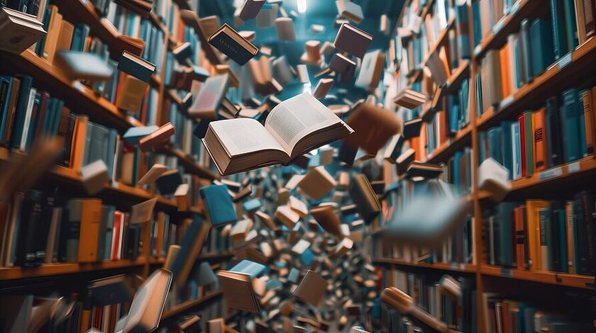 ai generated, books, library